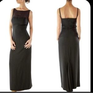 Nicole Miller Black Mesh Neck Evening Gown